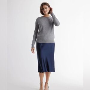 Quince washable silk skirt size L navy